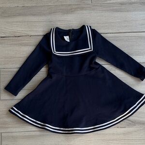 Classic Navy Kids Dress with White Trim